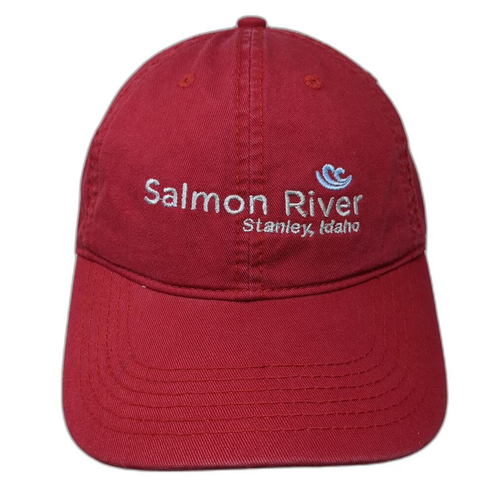 Fahrenheit Red One Size Baseball Cap Hat Salmon River Stanley Idaho Slideback
